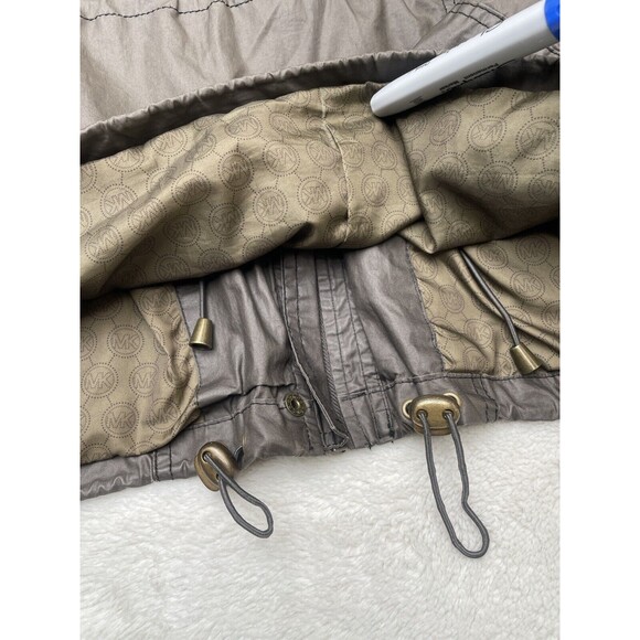 Michael Kors Field Jacket Women’s Size Small Gray Adjustable Waist Hooded - Picture 13 of 14